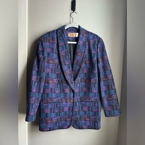 Vintage Pendleton SW blanket coat/blazer, Black/Blue, Size 10.